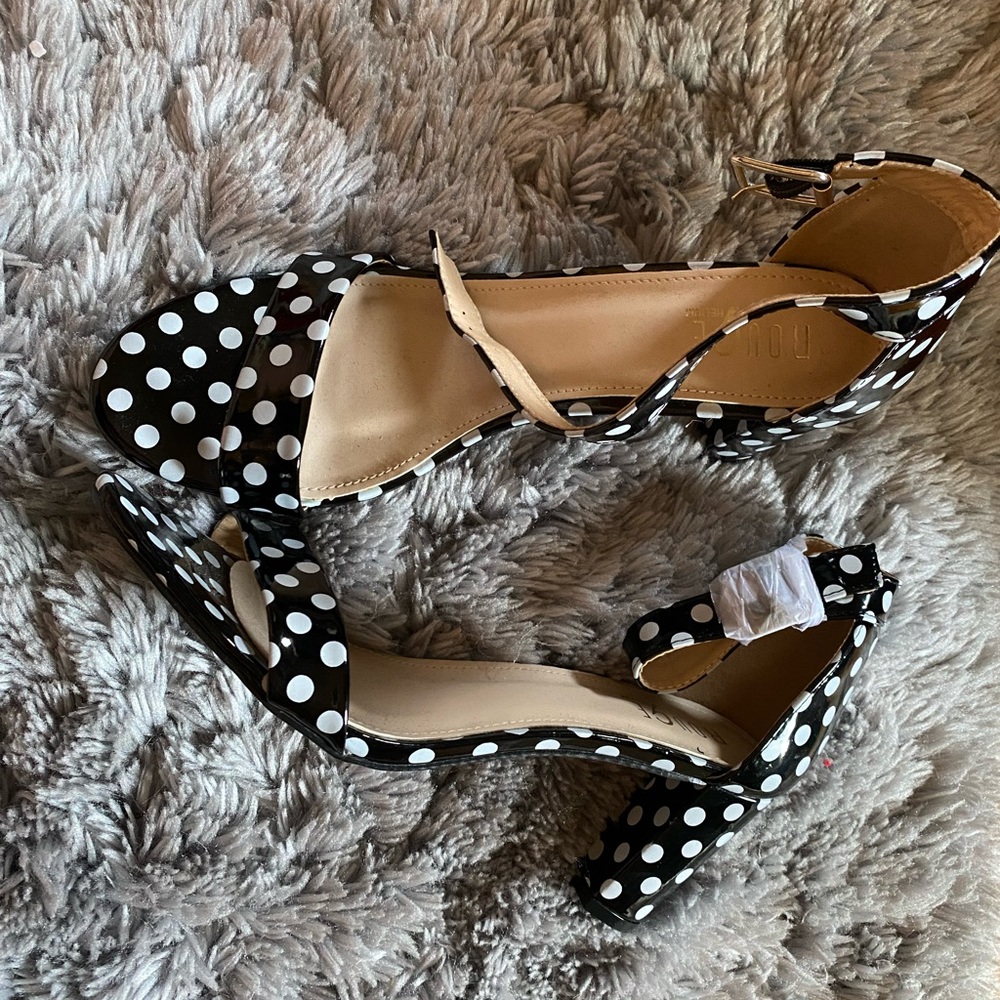 Size 11 Black with White polka dot heels